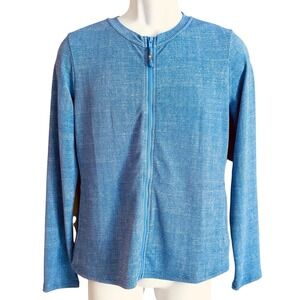 Tommy Bahama Island Cays Rashguard L Full Zip Blue Monday Heather $128 NWT
